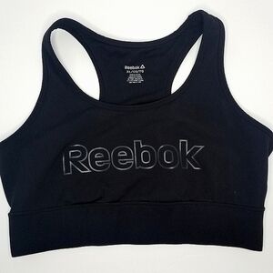 Reebok Women's Renew Long Line Medium Impact Sports Bra- Black on Black